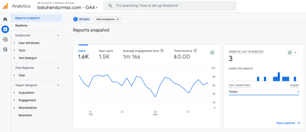 google analytics eğitimi ile report